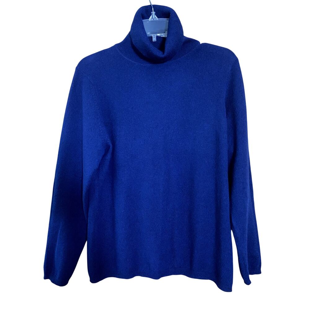 Turtleneck Cashmere Sweater Luxury Navy Long Sleeves Women's Size  L